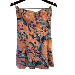 Kimchi Blue Tropical Floral Smocked Strapless Dress Size 6 Boho Festival Summer